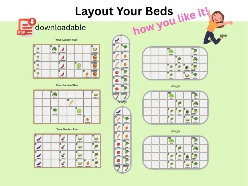 Garden layout plan showing beds and plant placement